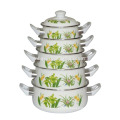 5 sets enamel pots with hollow handle and flower decals
5 sets enamel pots with hollow handle and flower decals 